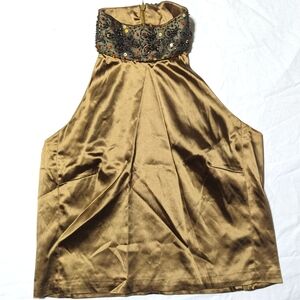 *** Gianfranco Ferre Studio Satin Beaded Halter Top Size 10